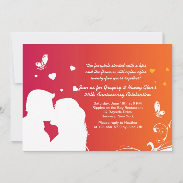 Invitation d'anniversaire pour les amoureux s'embr (Devant)