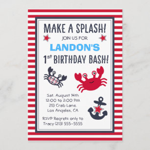 Crabe Et Ancre Invitations Faire Part Cartes Zazzle