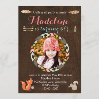 Invitation d'anniversaire pour les animaux des for