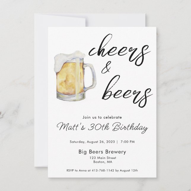 Invitation d'anniversaire pour les bières (Devant)