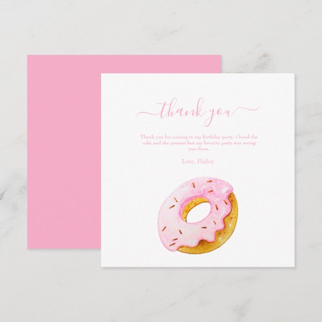 Invitation d'anniversaire pour les douceurs Donuts (Devant / Derrière)