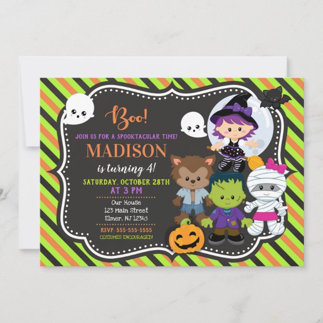 Invitation d'anniversaire pour les enfants d'Hallo (Devant)
