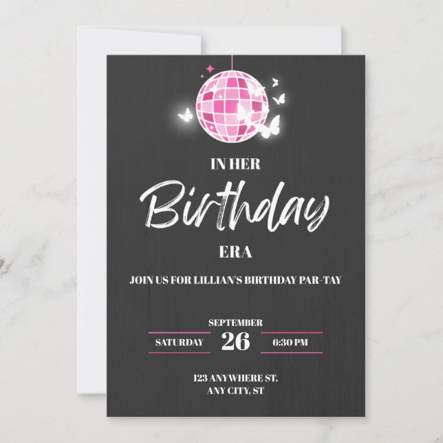 Invitation d'anniversaire pour les filles à l'ère  (Devant)