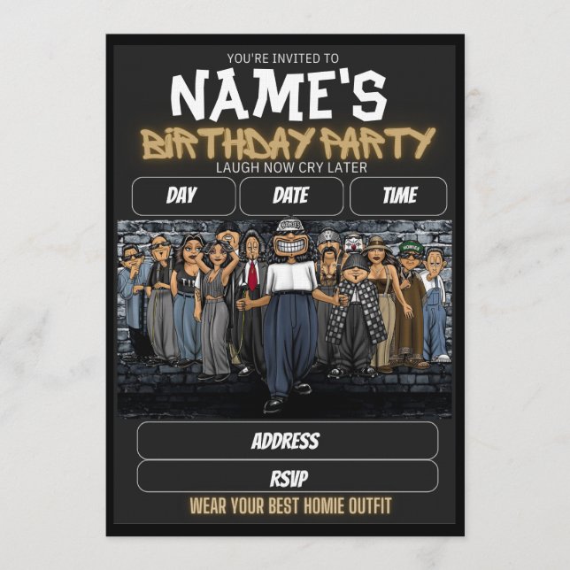 Invitation d'anniversaire pour les potes, nostalgi (Devant)