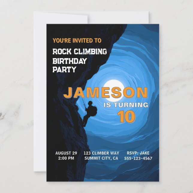 Invitation d'anniversaire pour l'escalade (Devant)