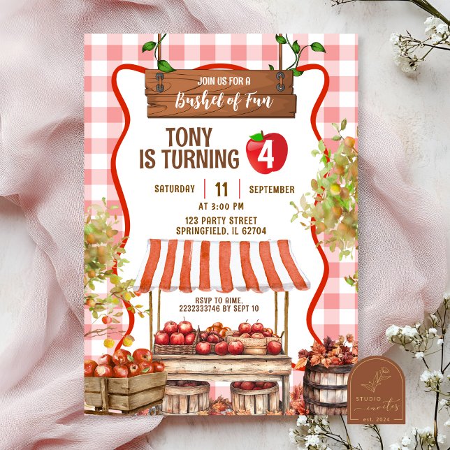 Invitation d'anniversaire pour l'orchard de pomme  (Créateur téléchargé)