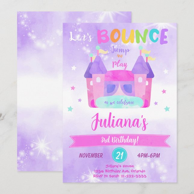 Invitation d'anniversaire pour Maison à Sauter Vio (Devant / Derrière)