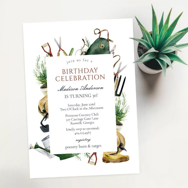 Invitation d'anniversaire pour outils de jardinage (Créateur téléchargé)