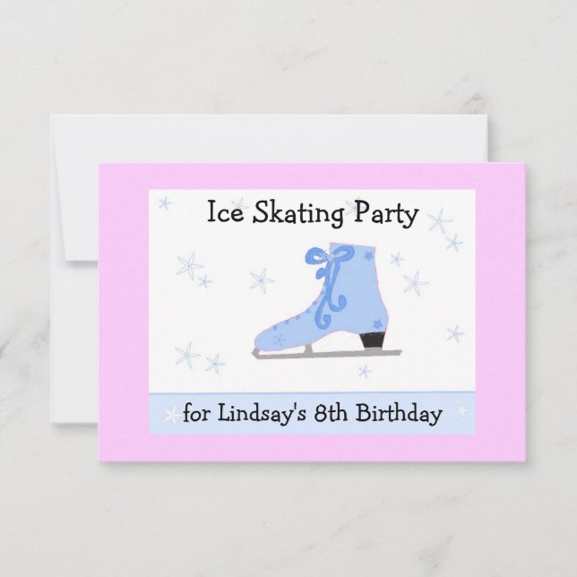 Invitation d'anniversaire pour patinage sur glace (Devant)