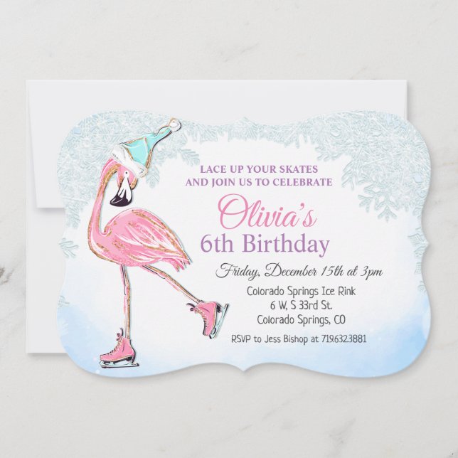 Invitation d'anniversaire pour patinage sur glace  (Devant)