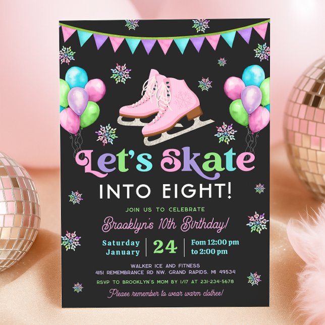 Invitation d'anniversaire pour patinage sur glace (Ice Skating Birthday Invitation
)