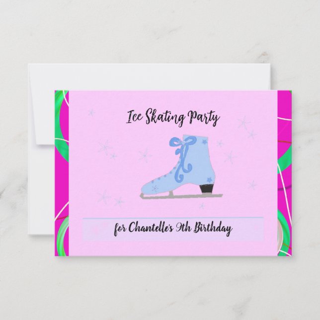 Invitation d'anniversaire pour patins à glace (Devant)
