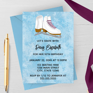Invitation d'anniversaire pour patins à glace d'hi