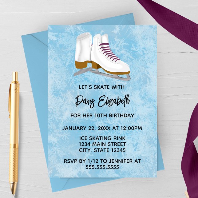 Invitation d'anniversaire pour patins à glace d'hi (Créateur téléchargé)