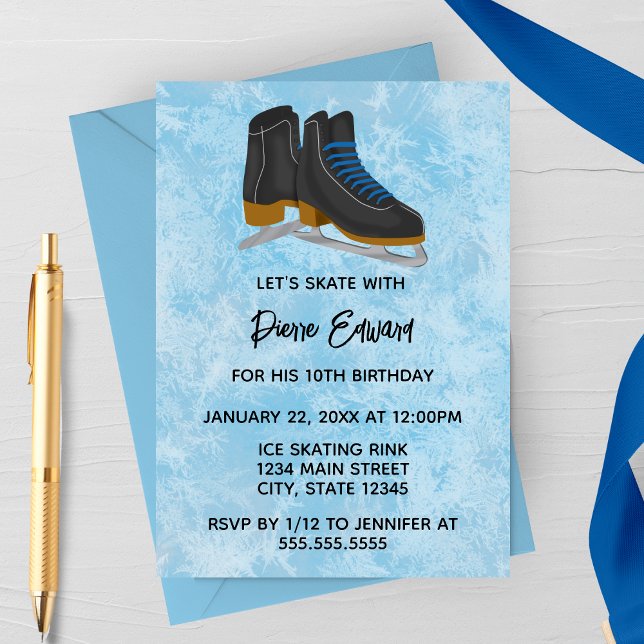 Invitation d'anniversaire pour patins à glace d'hi (Créateur téléchargé)
