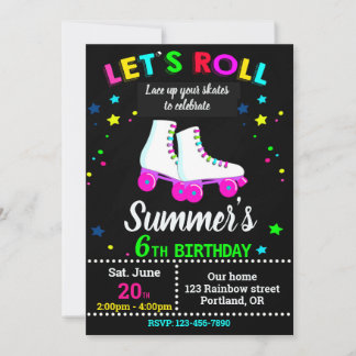 Invitation d'anniversaire pour patins à roulettes 