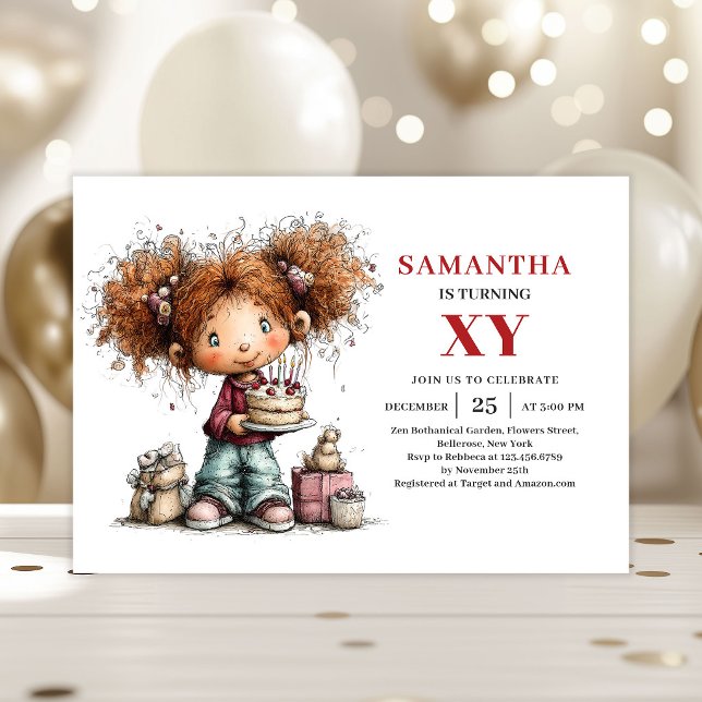 Invitation d'anniversaire pour petite fille Thème  (Toddler Girl Birthday Invitation Cute Party Theme Ideas)