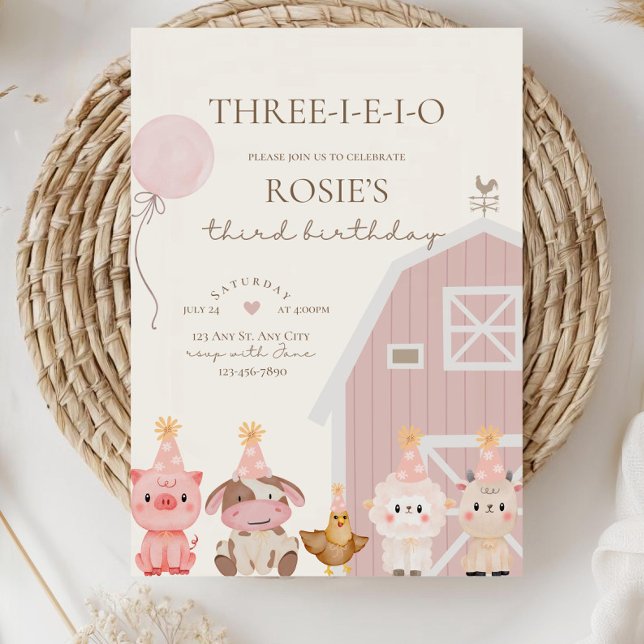Invitation d'anniversaire pour Pink Farm, Trois-I- (Créateur téléchargé)