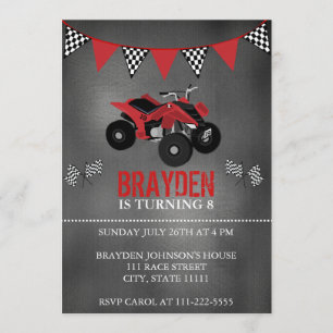 Invitation d'anniversaire pour quad à tableau noir