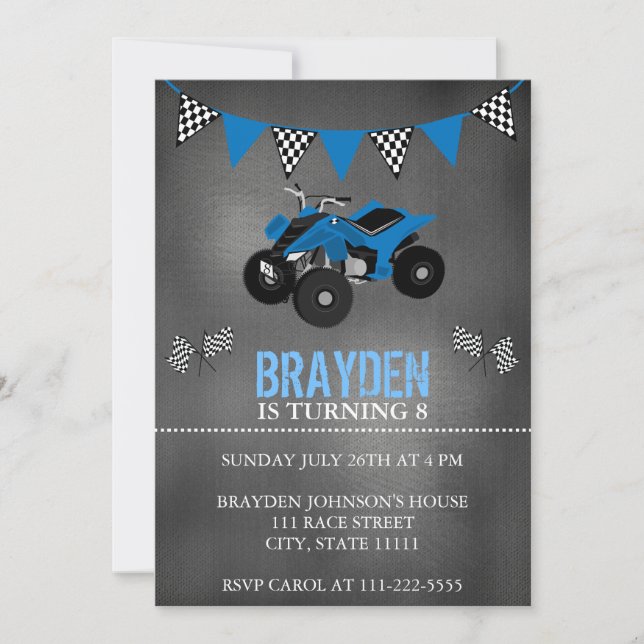 Invitation d'anniversaire pour quad Chalkboard (Devant)
