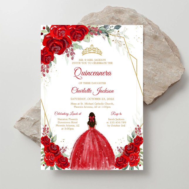 Invitation d'anniversaire pour Quinceanera aux Ros (Créateur téléchargé)
