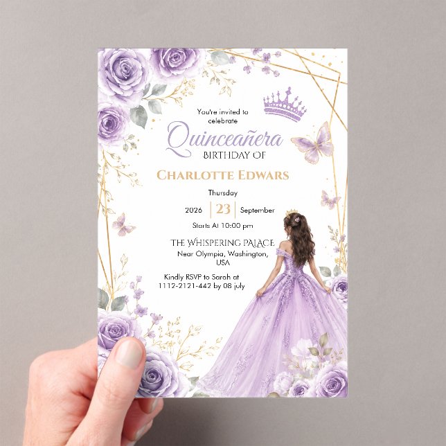 Invitation d'anniversaire pour Quinceanera, Mis Qu (In situ (ordinateur de poche))
