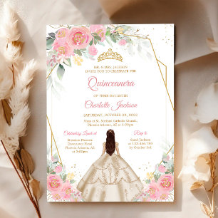 Invitation d'anniversaire pour Quinceanera rose et