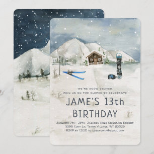 Invitation d'anniversaire pour snowboarding hivern