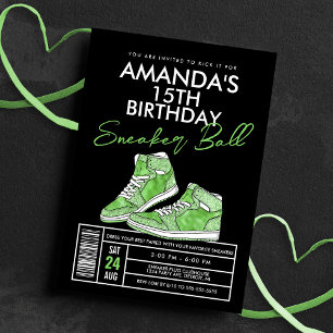 Invitation d'anniversaire pour soirée basket verte