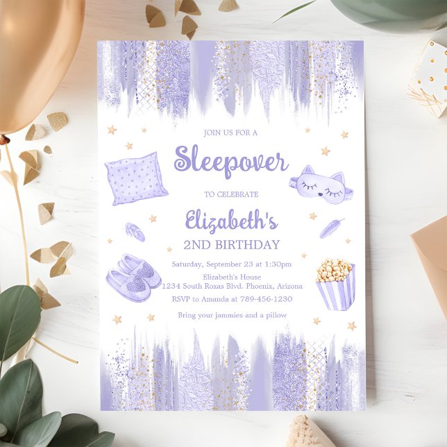 Invitation d'anniversaire pour soirée pyjama (Créateur téléchargé)