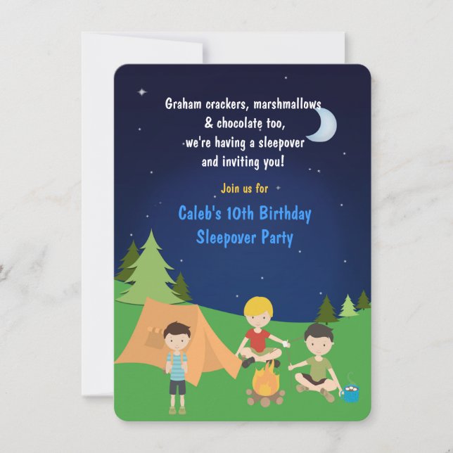 Invitation d'anniversaire pour soirée pyjama de ca (Devant)