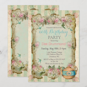 Invitation d'anniversaire pour thé floral vintage 