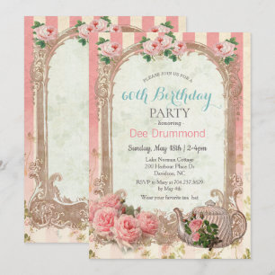 Invitation d'anniversaire pour thé floral vintage 