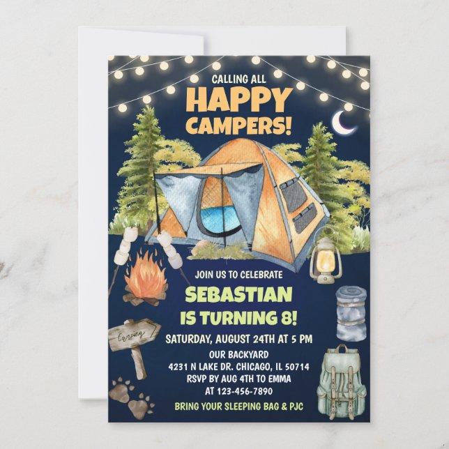 Invitation d'anniversaire pour tous les joyeux cam (Devant)