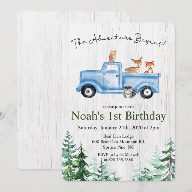 Invitation d'anniversaire pour tout âge - Animaux  (Devant / Derrière)
