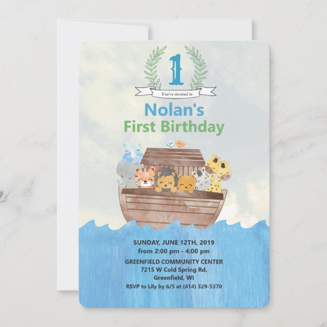 Invitation d'anniversaire pour tout âge - Arche de (Devant)