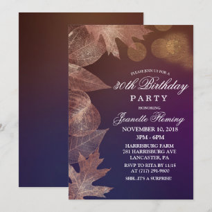 Invitation d'anniversaire pour tout âge - Feuilles