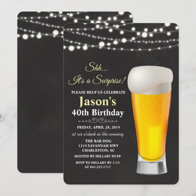 Invitation d'anniversaire pour tout âge - Guirland (Devant / Derrière)