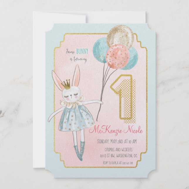 Invitation d'anniversaire pour tout âge - Un Lapin (Devant)