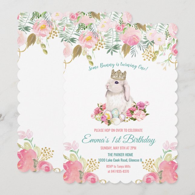 Invitation d'anniversaire pour tout âge - Un Lapin (Devant / Derrière)