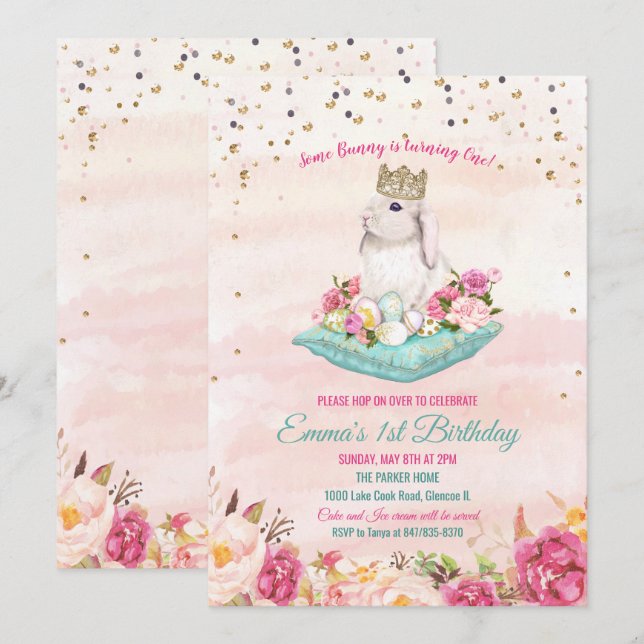 Invitation d'anniversaire pour tout âge - Un Lapin (Devant / Derrière)