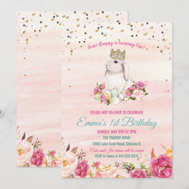 Invitation d'anniversaire pour tout âge - Un Lapin (Devant / Derrière)