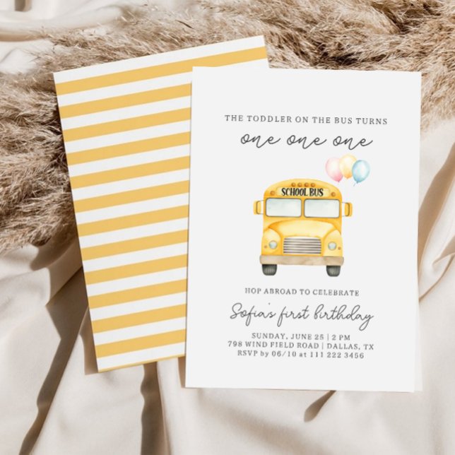 Invitation d'anniversaire pour tout-petit d'autobu (Créateur téléchargé)