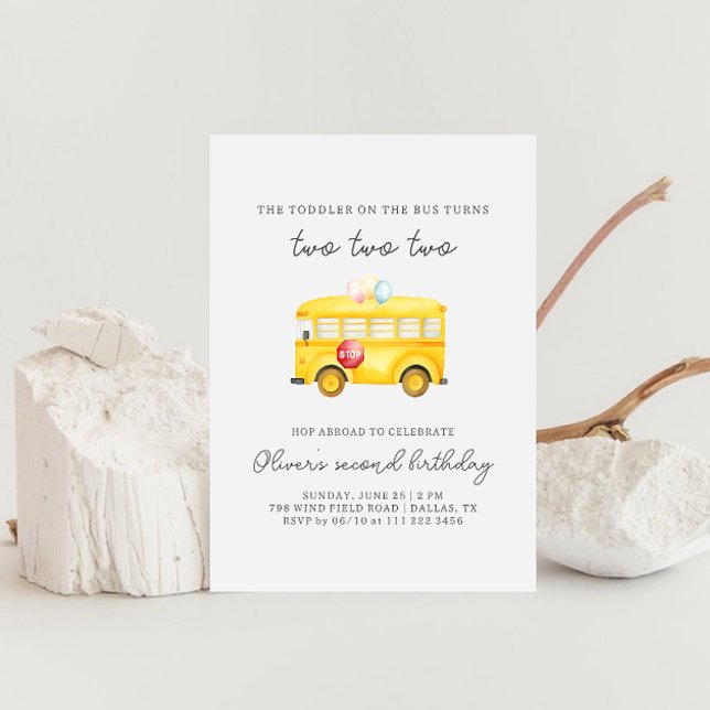 Invitation d'anniversaire pour tout-petit d'autobu (Créateur téléchargé)