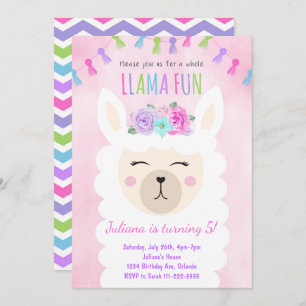 Invitation d'anniversaire pour toute la Llama