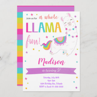 Invitation d'anniversaire pour toute la Llama
