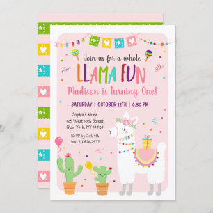 Invitation d'anniversaire pour toute la Llama Fun