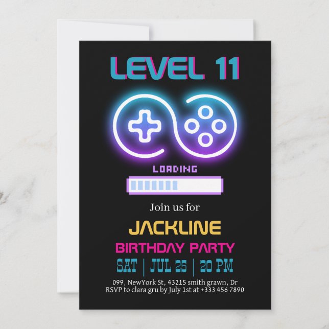 Invitation d'anniversaire pour un adolescent joueu (Devant)