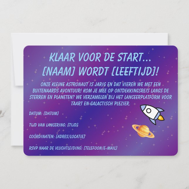 Invitation d'anniversaire pour un astronaute – Ann (Devant)