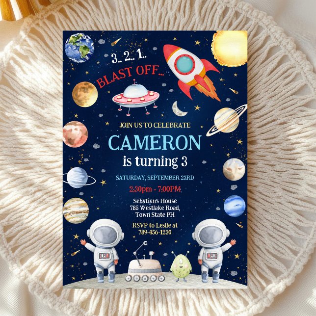 Invitation d'anniversaire pour un astronaute dans  (Créateur téléchargé)
